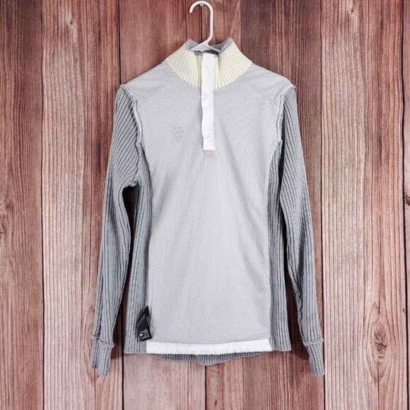 Bjorn Daehlie Womens Size XL Sweater Half Zip Comfy White Gray Wool Blend - Picture 7 of 15
